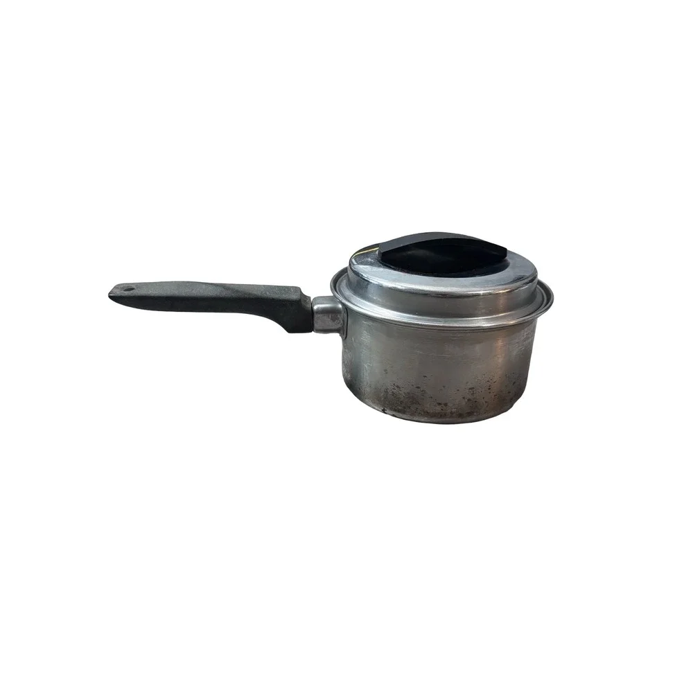 Ekco Flint Stainless Steel 1 Qt Saucepan with Lid‎ Vintage USA Cookware Silver
